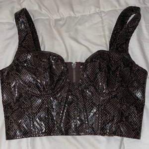 Brown Snake Faux Leather Bralette